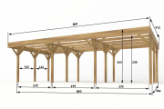 Doppelcarport 3 Autos 512x889 cm